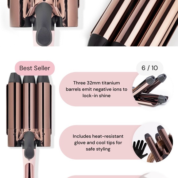 Lange Pink Titanium Triple Barrel Waving Iron New in box. - Picture 6 of 11